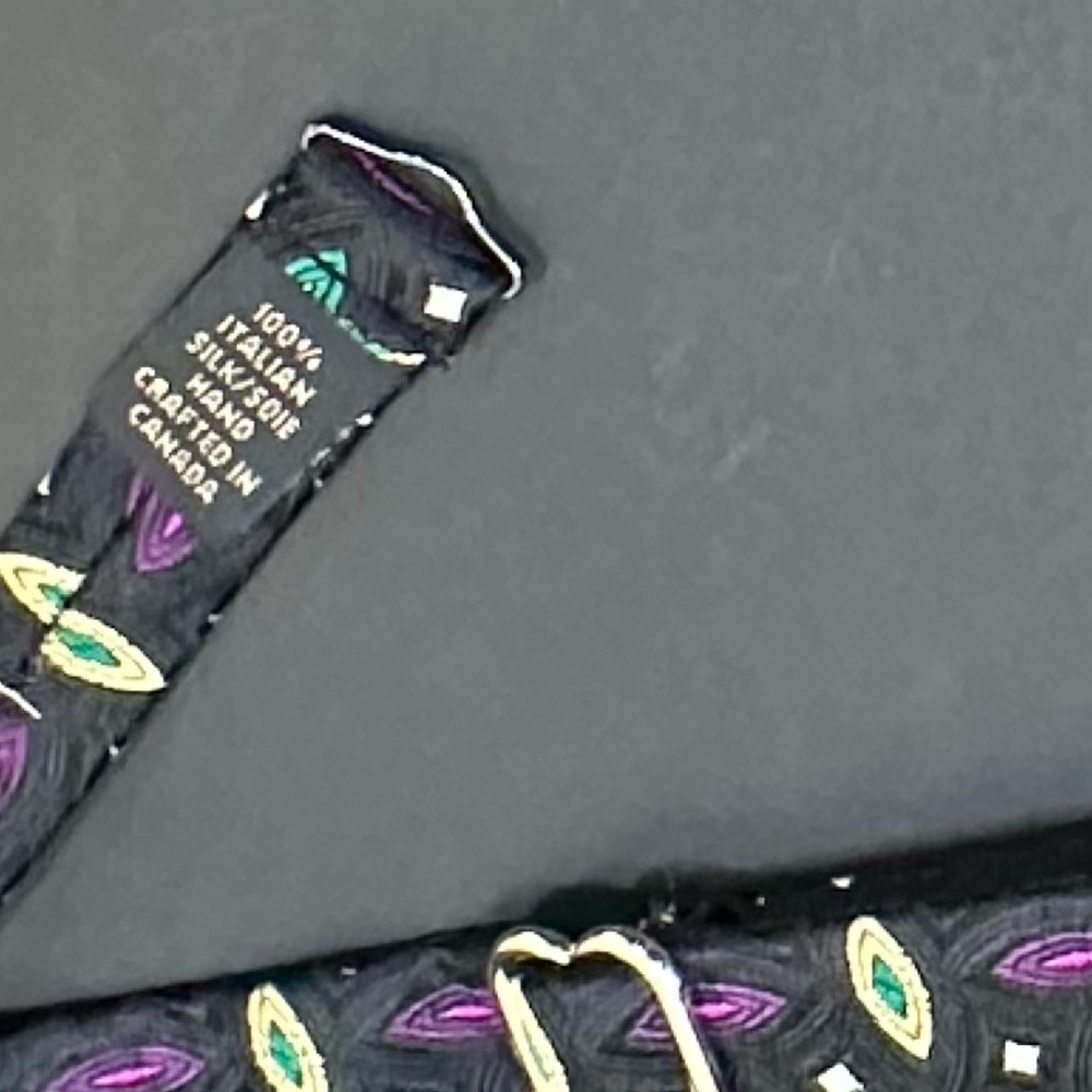 🌟HP🌟VTG 1990s Dion 1967 Mardi Gras Black Multi Silk Cummerbund & Bow Tie Set - Picture 4 of 11